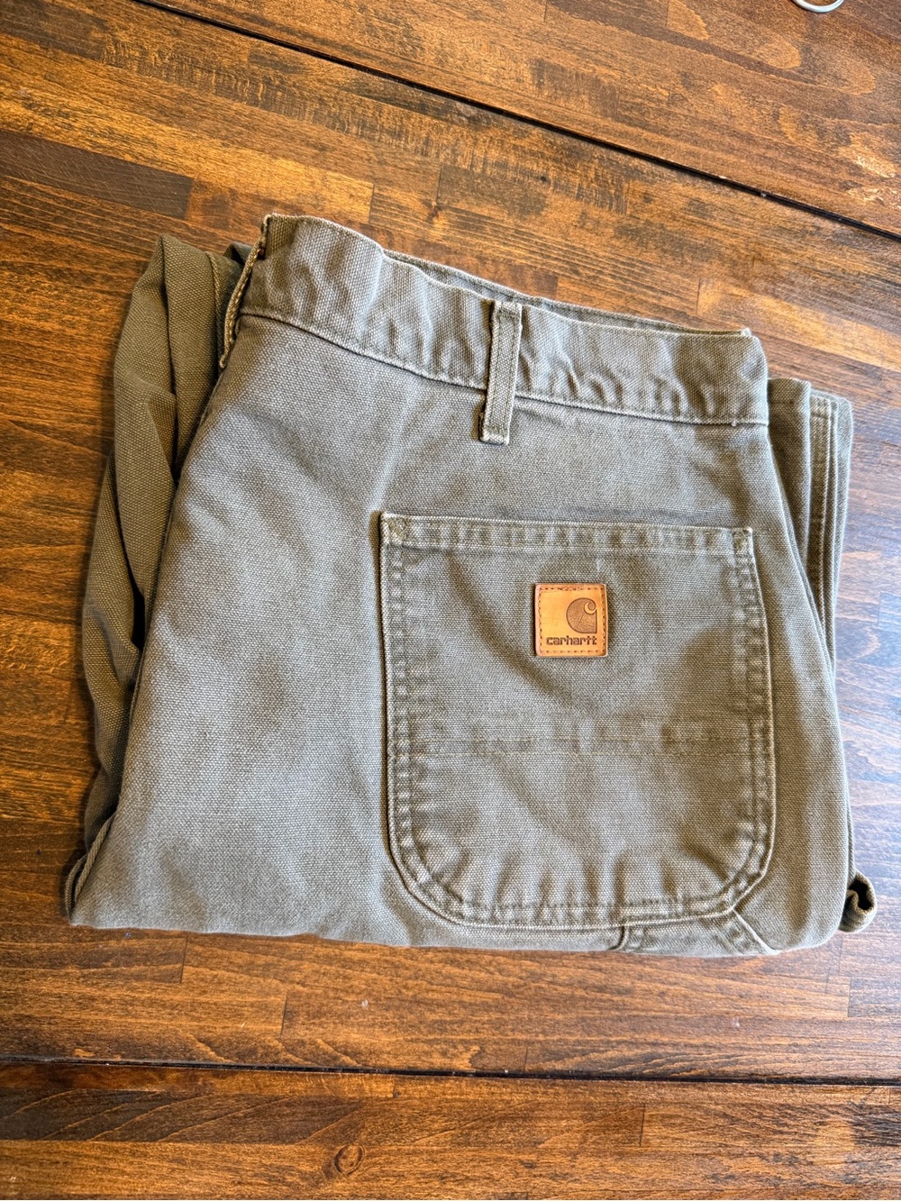 Carhartt Work Pants Mens 40x32 Moss Green Carpenter Dungaree Canvas Duck B11 MOS